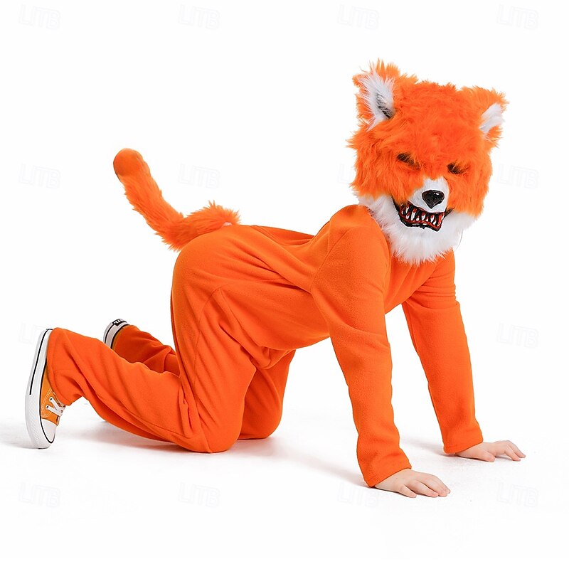 Animals Fairy Tale Fox Mask Onesie Costume Storybook Characters Cute Movie Cosplay for Boys' Girls' Kid's Halloween Carnival World Book Day Performance Educational Dress Up School Event Dress Up2