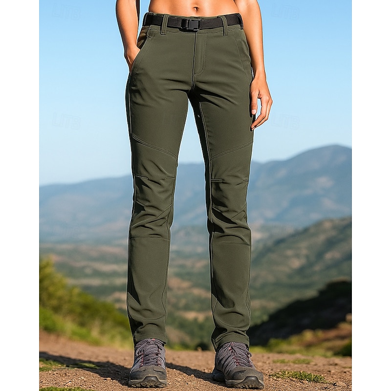 Women's Hiking Pants Trousers Hiking Rain Pants Fleece Pants Outdoor Regular Fit Thermal Waterproof Windproof Bottoms Pocket Black Purple Camping / Hiking Running S M L XL XXL