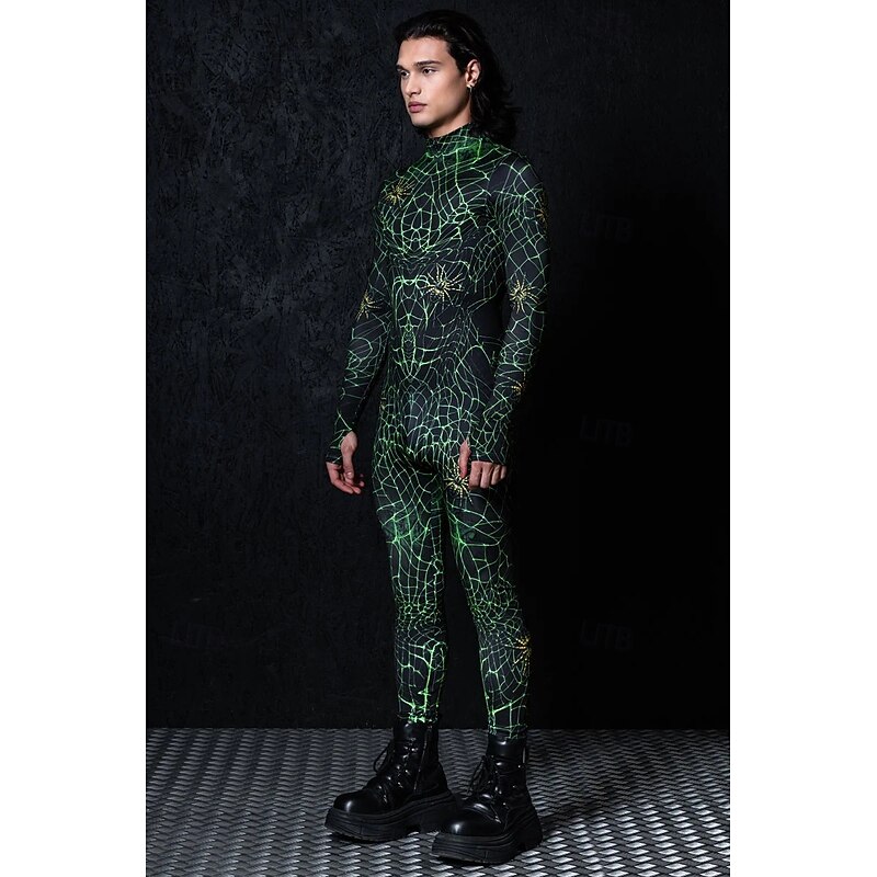 Spider web Bodysuit Halloween Group Couples Costumes Full Body Catsuit Scary Costume Men's Women's Boys' Kid's Adults' Performance Party Club Halloween Carnival Day of the Dead Easy2