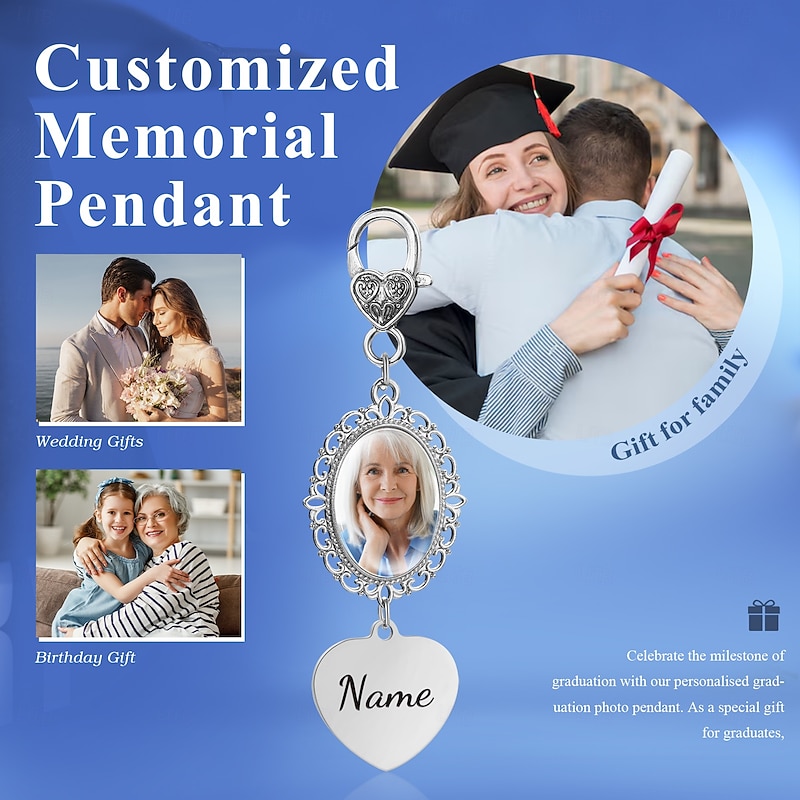 Personalized Memorial Keepsake Lock Custom Photo & Text Memory Gift – Engraved Name and Picture Pendant for Family, Friends, and Loved Ones, Fade-Resistant Emotional Tribute4
