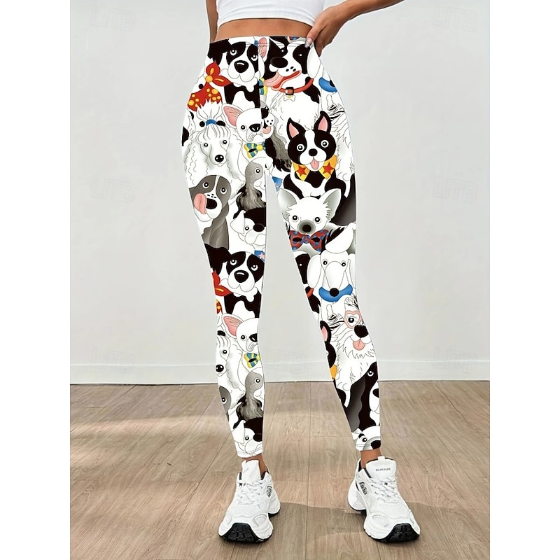 Women's Leggings Punk Active Vacation Ankle-Length High Waist Graphic Animal Cat 3D Print Quick Dry Breathability Soft Stretchy Outdoor Home Causal Black White Rainbow Gray Fall Skinny4