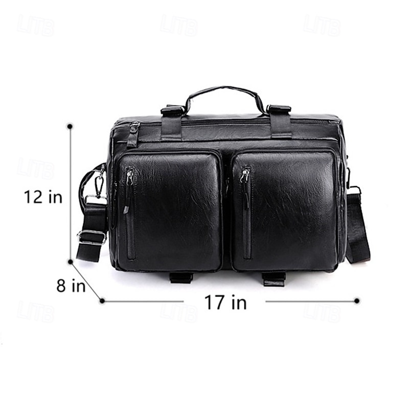Men's Faux Leather Travel Backpack and Duffel Bag – Multi-Functional Large Capacity Bag with Dual Front Pockets for Business and Weekend Trips2