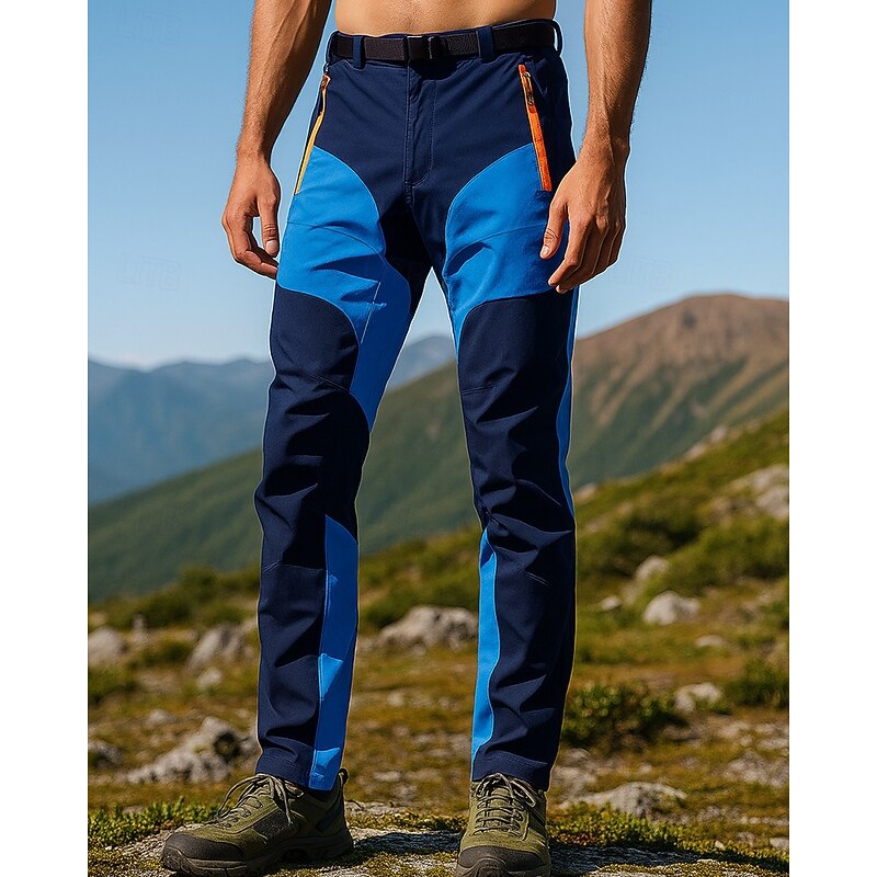 Men's Hiking Pants Trousers Hiking Rain Pants Softshell Pants Patchwork Outdoor Regular Fit Waterproof Windproof Bottoms Blue Camping / Hiking Running S M L XL XXL