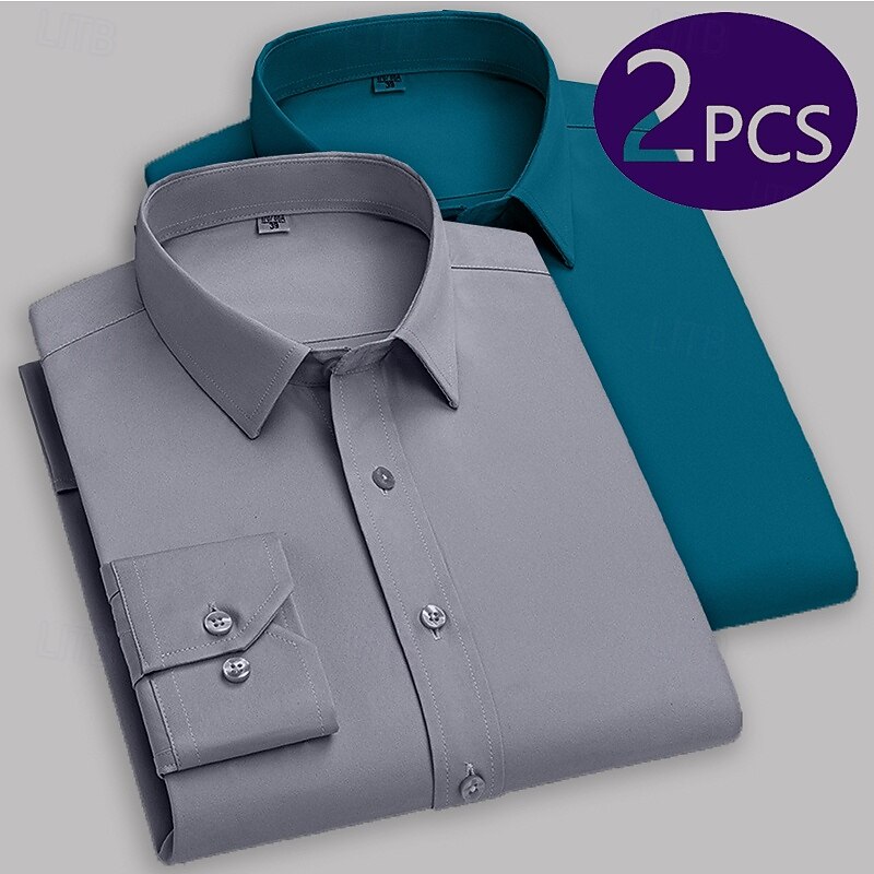 Men's Shirt Dress Shirt Button Up Shirt Solid / Plain Color Office & Career Daily Wear White+Red Green+Gray White+Green White+Gray Long Sleeve Shirt Collar All Seasons Clothing Apparel Basic