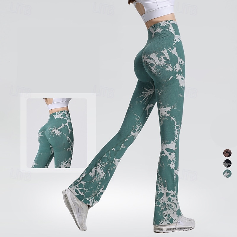 Women's Workout Leggings Yoga Pants Tummy Control High Waist Dance Pilates Running Bottoms Tie Dye Black Green Coffee Fall Sports Activewear Tight Fit