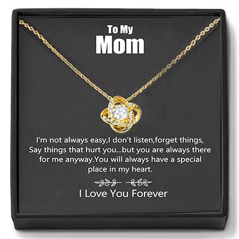 To My Mom Necklace, Christmas Gift for Mom, Four Leaf Clover Pendant with Cubic Zirconia, Elegant Jewelry Gift Set with Rose Flower Box, Thoughtful Present for Mother's Day, Birthday or Anniversary2