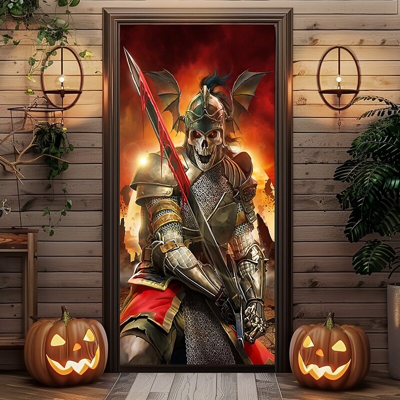 Halloween Door Covers apocalypse reaper by Tom Wood Door Tapestry Door Curtain Decoration Backdrop Door Banner for Front Door Farmhouse Holiday Party Indoor Outdoor Decor Supplies3