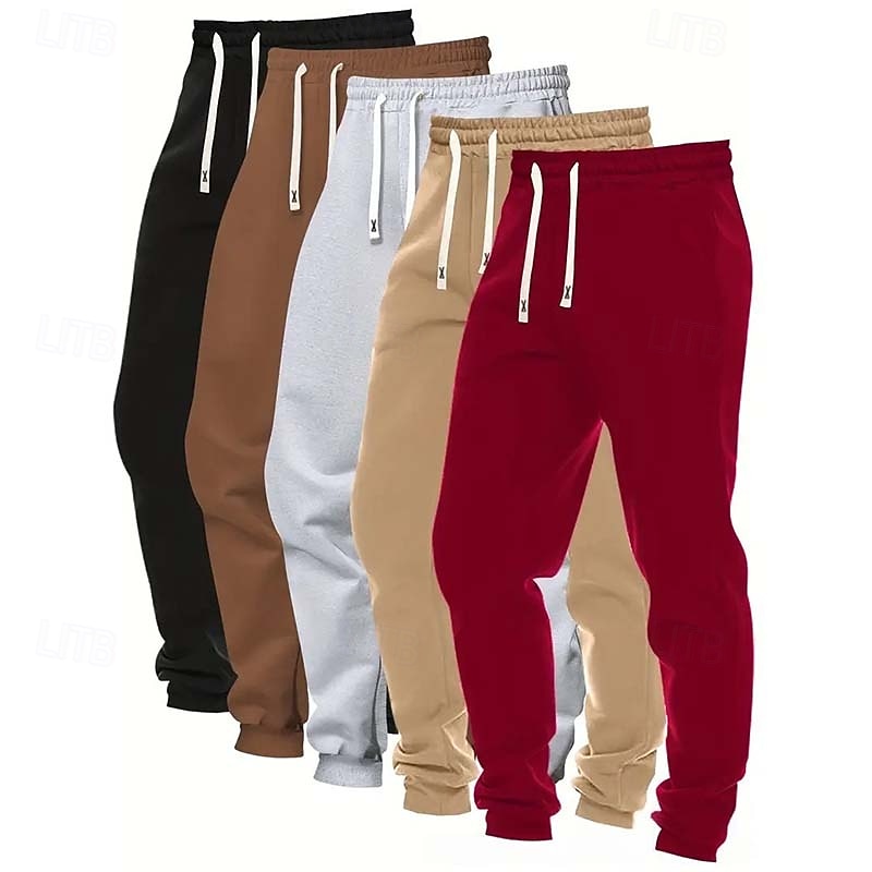 5PCS Men's Sweatpants Joggers Trousers Casual Pants Running Pants Pocket Elastic Waist Drawstring Plain Comfort Full Length Outdoor Daily Simple Classic Style2