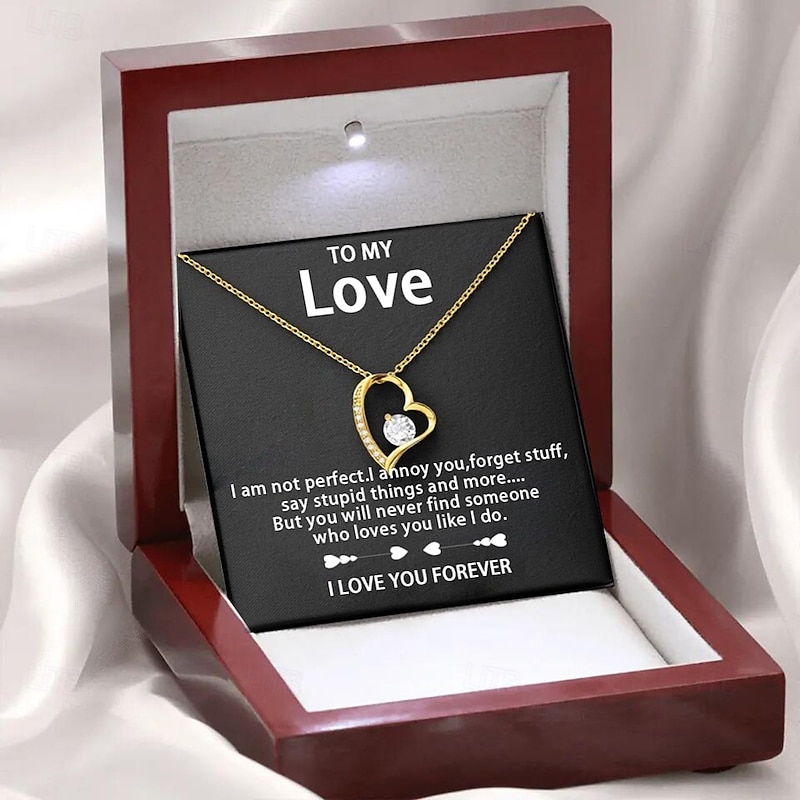 To My Love Necklace, Christmas Gift for Her, Heart-Shaped Cubic Zirconia Pendant Necklace with Artificial Flower Jewelry Box, Romantic Gift for Valentine's Day, Anniversary, Qixi Festival or Birthday4