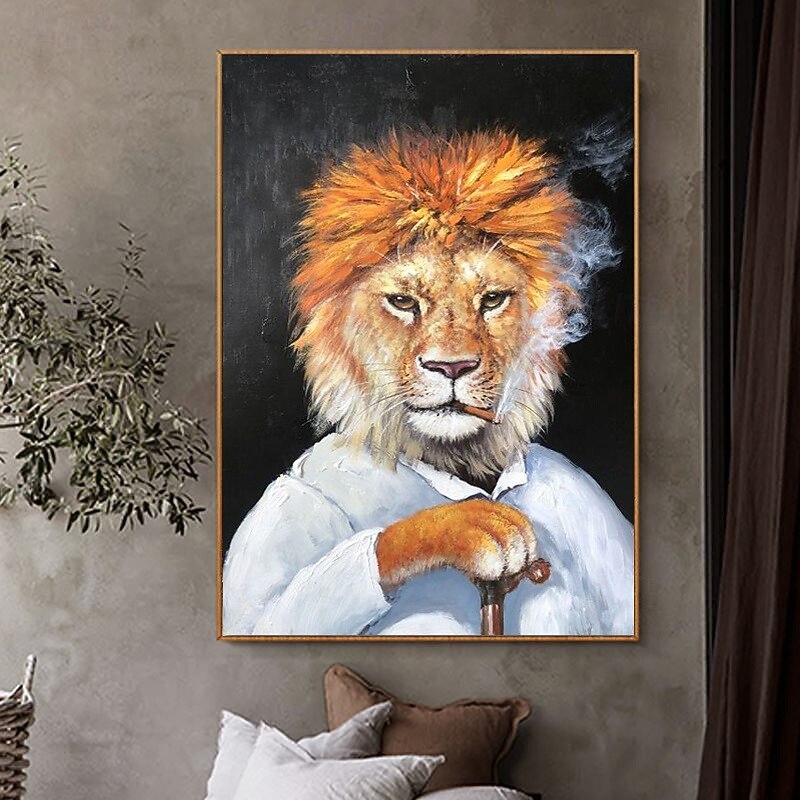 Handmade Oil Painting Canvas Wall Art Decoration Modern Abstract Animal-Faced Figure  Home Decor Rolled Frameless Unstretched Painting