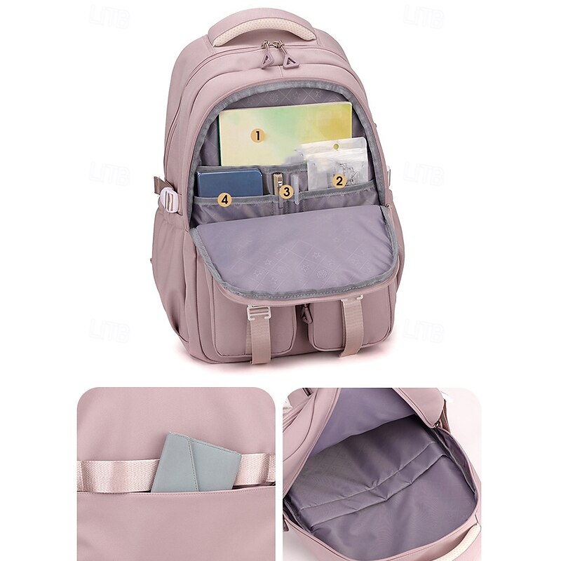 Teenager's Water-Repellent Backpack with Multiple Pockets – Large Capacity Travel & School Bag with Luggage Strap, Adjustable Straps, Stylish Unisex Design4