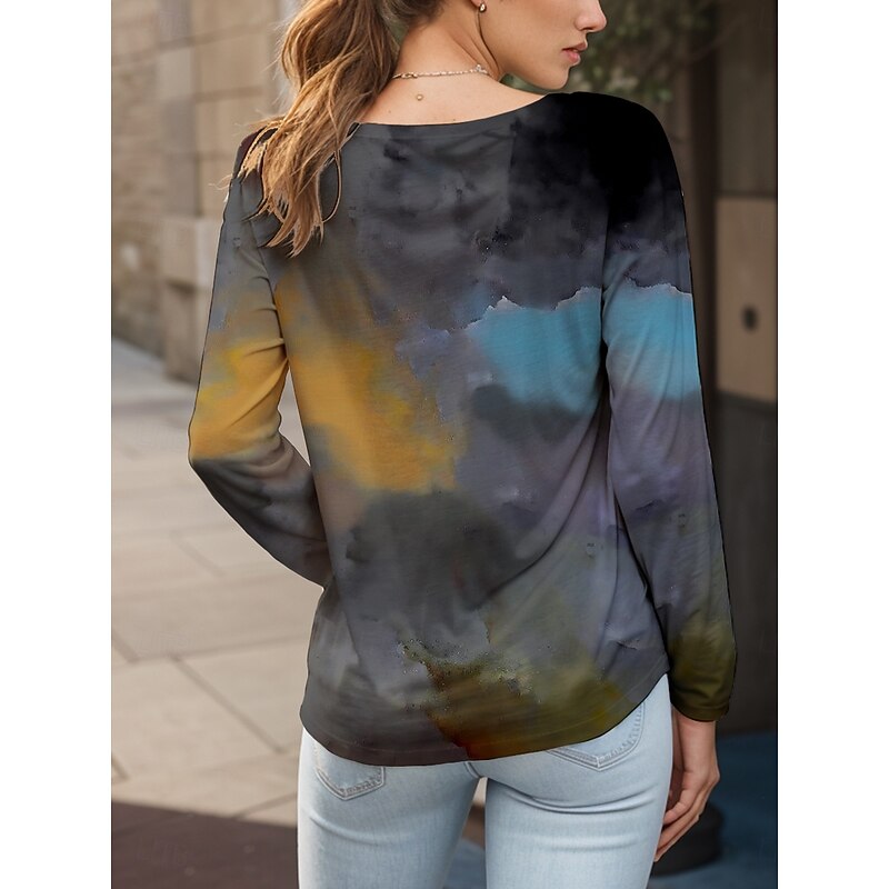 Easter Women's T shirt Long Sleeve Crew Neck Long Sleeve Tunic Ombre Graphic Animal Vintage Stylish Classic Round Neck Regular Tops Daily Print Red Blue Green Gray Fall Prefall2
