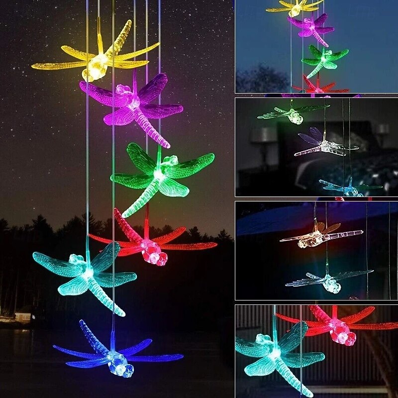 7 Color Solar Wind Chime Light Outdoor Changing Dragonfly Garden Home Balcony Porch Terrace Courtyard Pendant for Halloween4