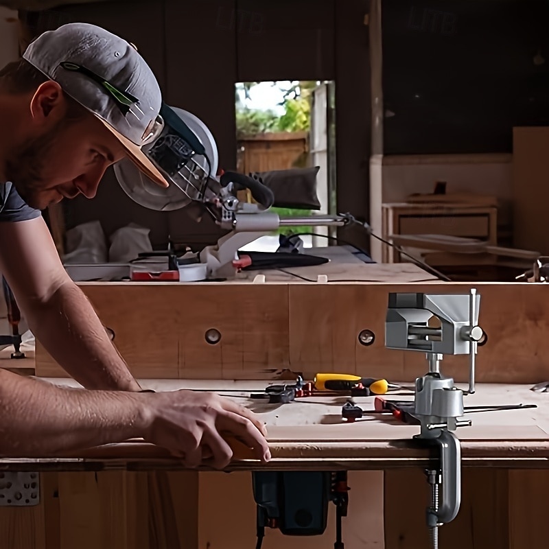 360 Rotating Aluminum Alloy Bench Vise - Versatile Mini Table Clamp for Drilling Woodworking Jewelry Making & More! No Assembly Required Clip-On Design2