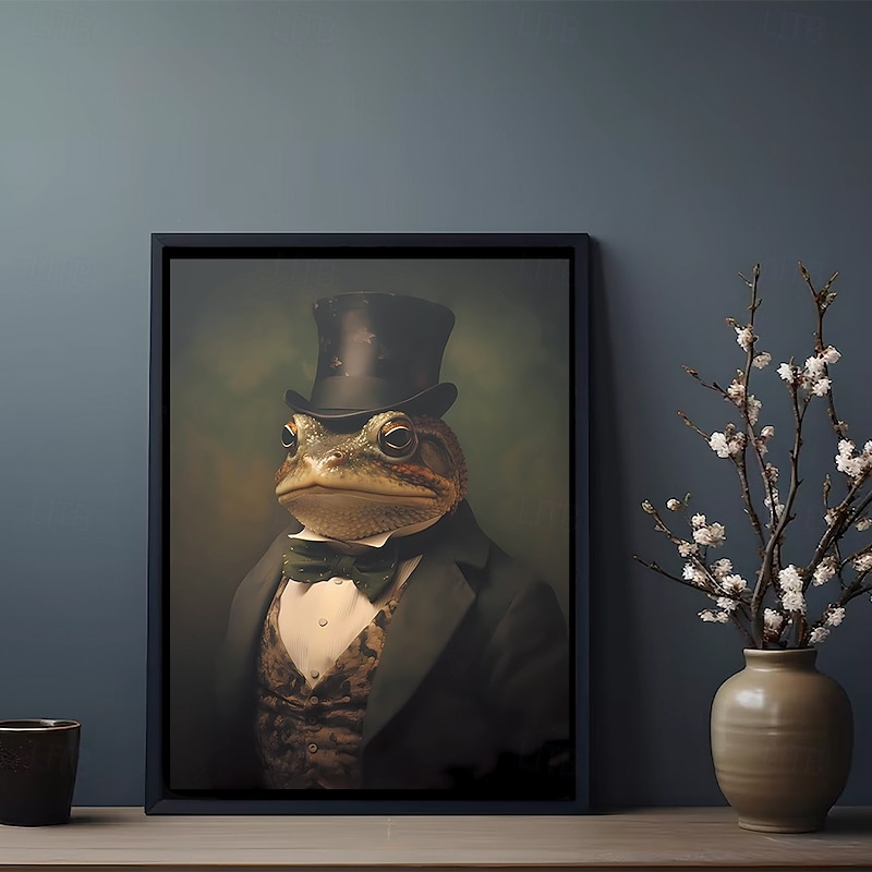 Unframed Thick Canvas Art Upgraded Package Waterproof and Anti-Glare Vintage Toad Portrait Print Poster Dark Gothic Victorian Art Halloween Decoration