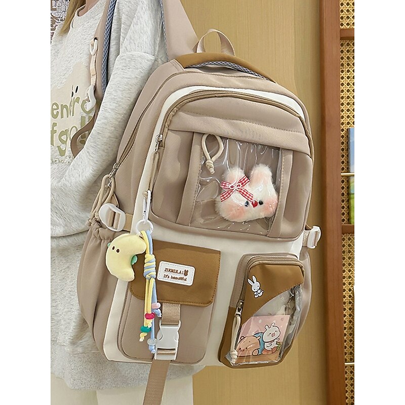 Teen Girls Kawaii Clear Window Backpack for Teen Girls – Plush Bunny Display Bookbag with Multi Pockets, Cute School Bag for Middle School or Daily Use3