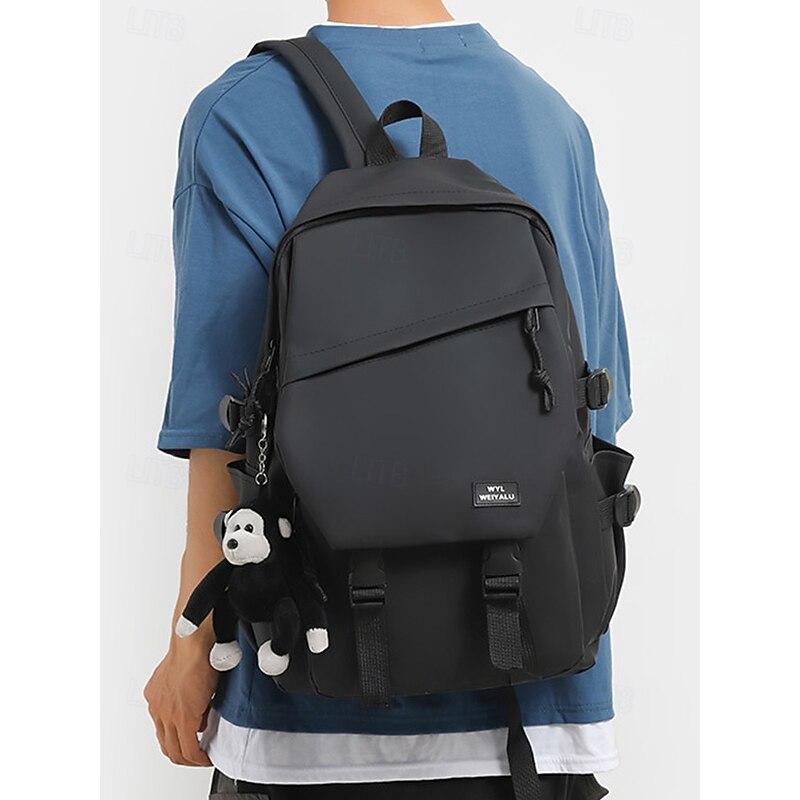 Waterproof Large Capacity Teen Backpack with Plush Monkey Keychain – Multi-Pocket Travel School Bag for Boys and Girls, Casual Style for Daily Commute, Hiking or Campus Use3