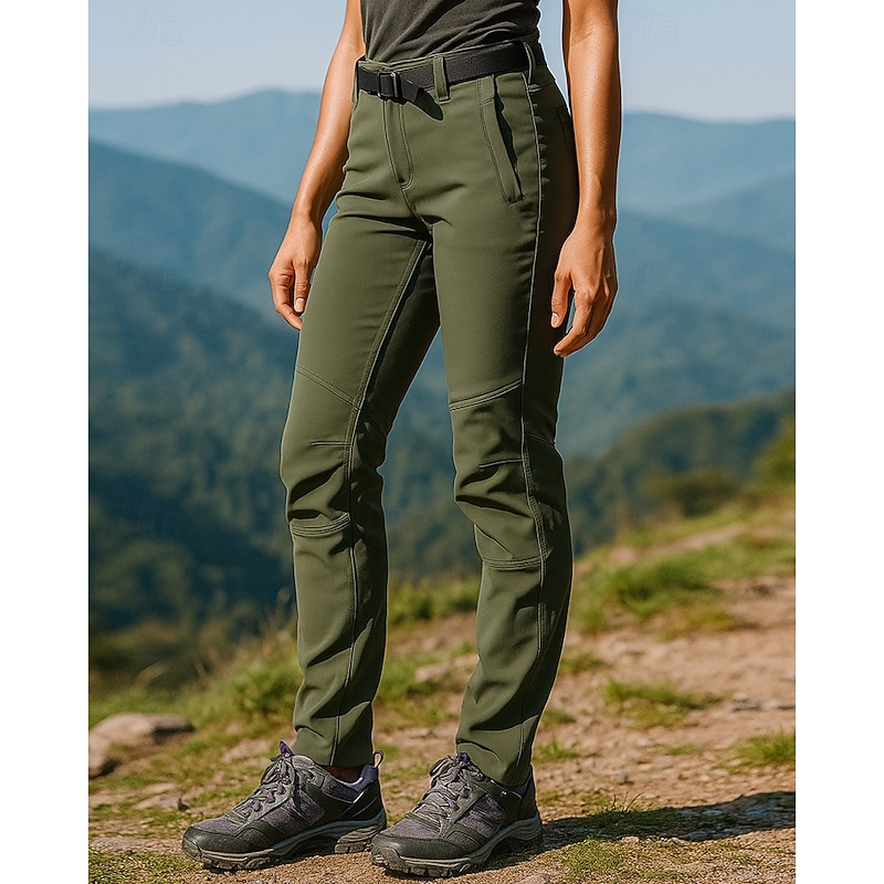 Women's Hiking Pants Trousers Hiking Rain Pants Fleece Pants Outdoor Regular Fit Thermal Waterproof Windproof Bottoms Pocket Black Purple Camping / Hiking Running S M L XL XXL3