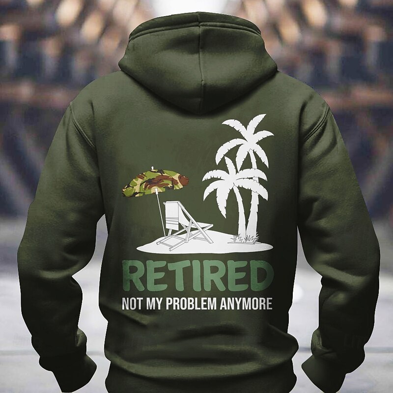 Men's Hoodie Retired Not My Problem Anymore Funny Graphic Long Sleeve Retirement Sweatshirt2
