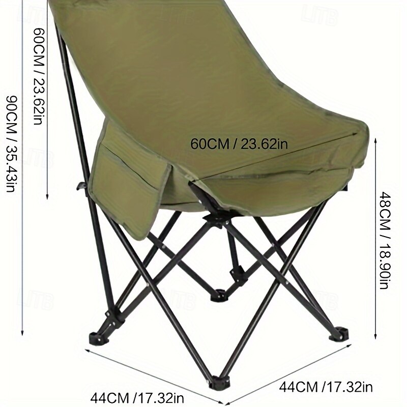 Portable High-Back Moon Chair - Foldable Stainless Steel Frame for Outdoor Leisure3