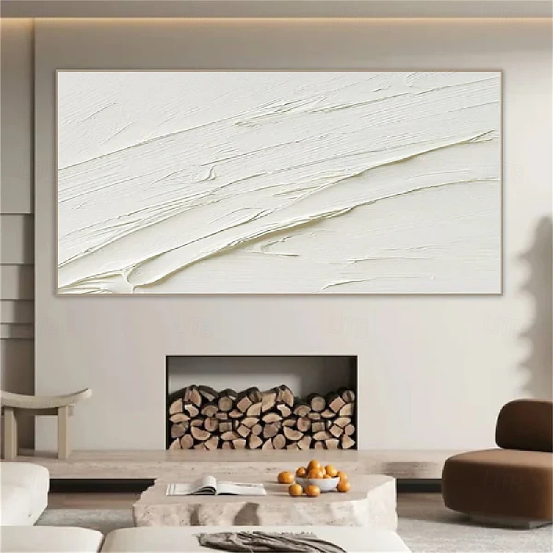 White abstract oil painting hand painted  white 3D wall art oil painting large abstract painting handmade  modern minimalist painting textured abstract oil painting wall art pattle knife morden art