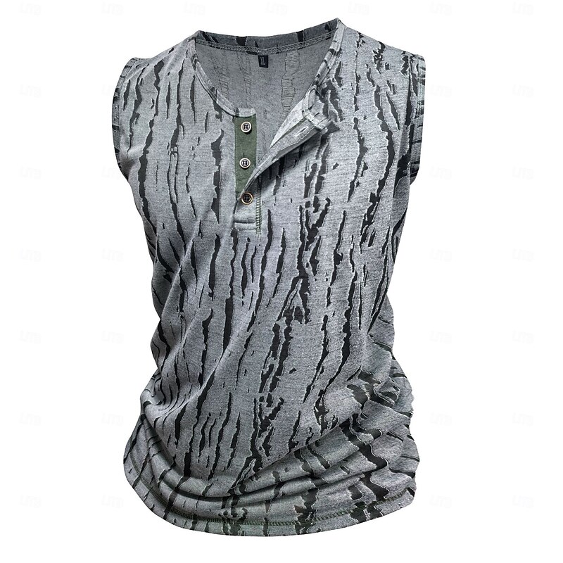 Men's Tank Top Henley Shirt Vest Top Sleeveless Shirt Sleeveless Round Henley Summer Crack Fashion Designer Sporty Buttons Outdoor Casual Fitness Blue Light Grey Army Green Top Tee for Men2