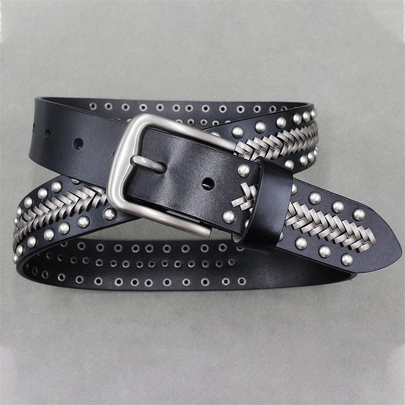 Men's Belt Waist Belt Black Dermis Alloy Durable Adjustable Plain Outdoor Daily3