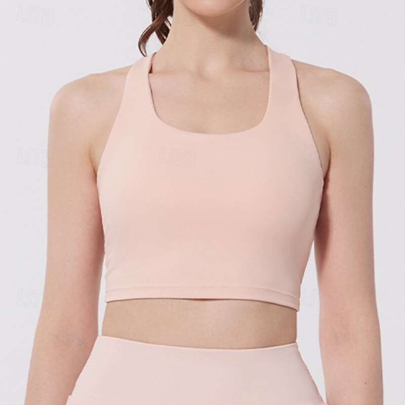 Women's Workout Tank Tops Sports Bra Underwear Quick Dry High Supports Breathable Wireless Padded Solid / Plain Color Sport Activewear Black Yellow Gym Fitness Yoga2