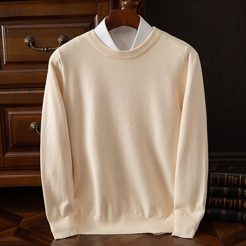 Men's Pullover Sweater Jumper Knit Sweater Ribbed Knit Regular Tops Knitted Plain Crew Neck Fashion Basic Vacation Daily Wear Clothing Apparel Fall Winter Camel Wine S M L3