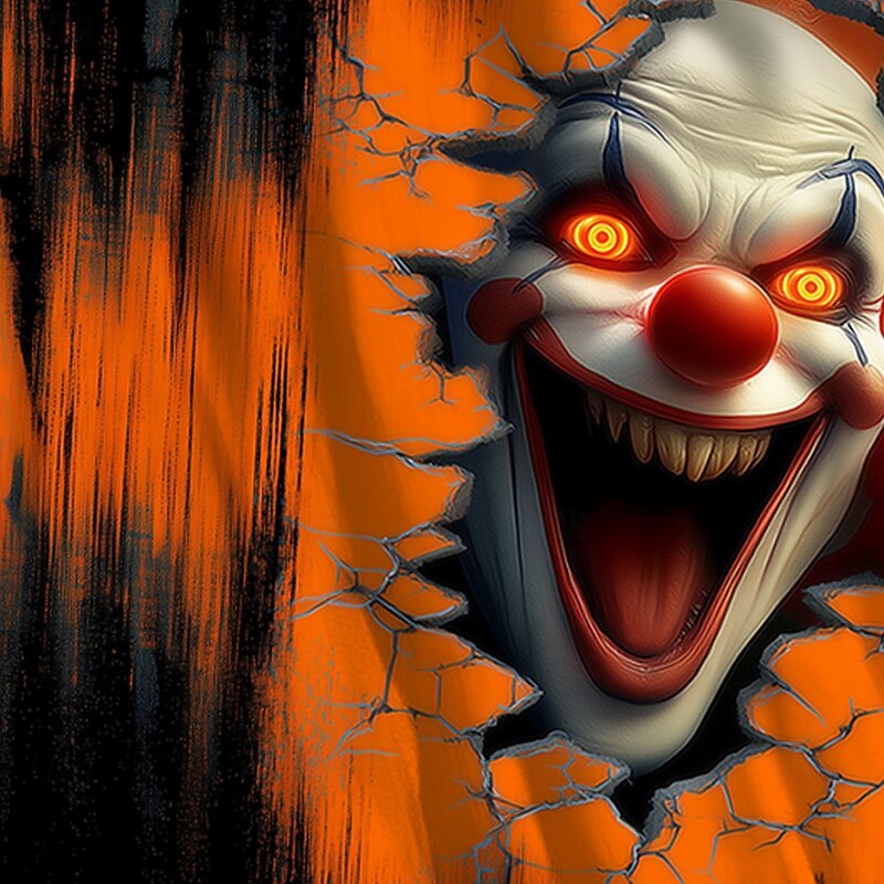 Men's Creepy Clown Joker Clown Shirt Stand Collar Shirt Long Sleeve Dark Punk Gothic Style Holiday Spring Fall Mandarin Collar Band Collar 3D Print Button Up Shirts Blue Orange Green2