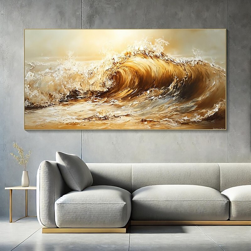 Handmade Oil Painting Wall Art Decoration Modern Abstract Sea Wave for Living Room Home Decor Stretched Frame Hanging Painting/Rolled Canvas (No Frame)