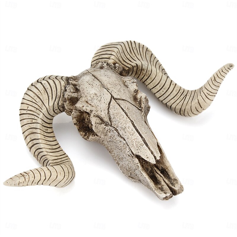Halloween Cow Skull Wall Decor Vintage Ram Head Resin Hanging Ornament Gothic Horned Skeleton Art Christmas Festival Decoration for Home Wall Magical Haunted Vibe3