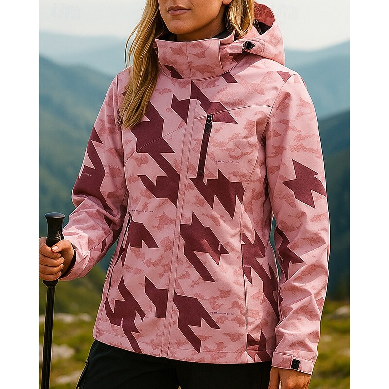 Women's Windbreaker Softshell Jacket Hiking Jacket Outdoor Waterproof Windproof Hiking Outfits Hiking Clothes Spring Autumn / Fall Top Camping / Hiking / Caving Running Black White Pink3