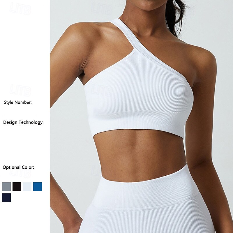 Women's Yoga Bra Sports Tank Top Pilates Bra Underwear Lightwear Breathable Wirefree Padded Solid / Plain Color Sport Activewear Black White Gym Pilates Running - Main Image