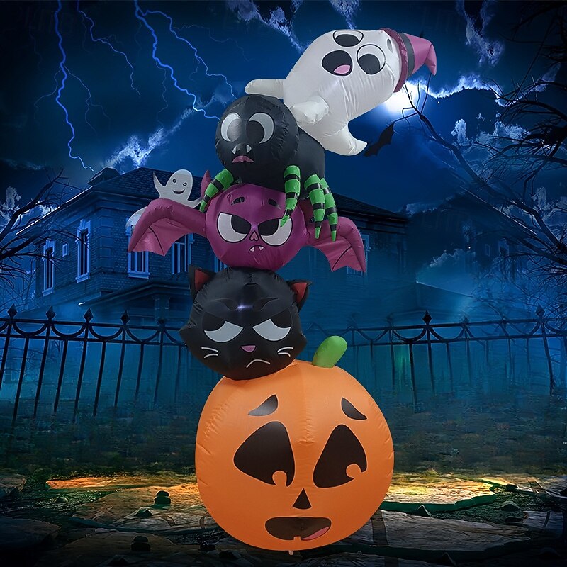 Halloween Inflatable Ghost with Bat and Pumpkin 6FT
