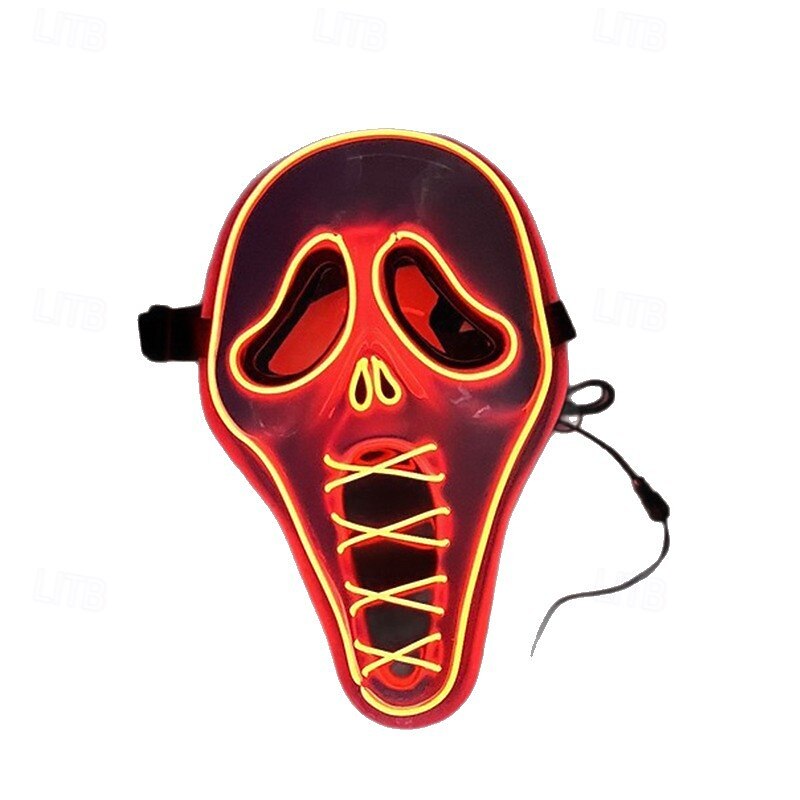 Ghostface Halloween Mask LED Mask Scream Horror Scary Glow in the Dark Led Light Up Full Face Adults' Men's Women's Unisex Halloween Carnival Performance Party Masquerade Easy Halloween Costumes3