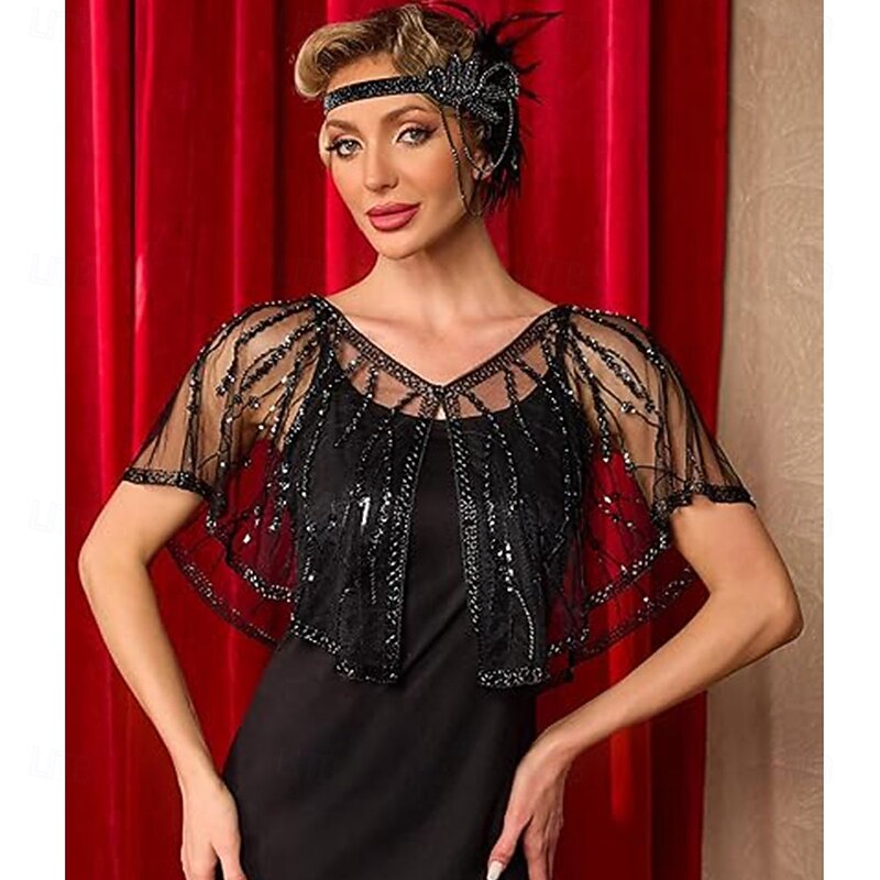 Women's 1920s Shawl Wraps Sequin Flapper Evening Shawls for women Gatsby Accessories for Harlem Night4