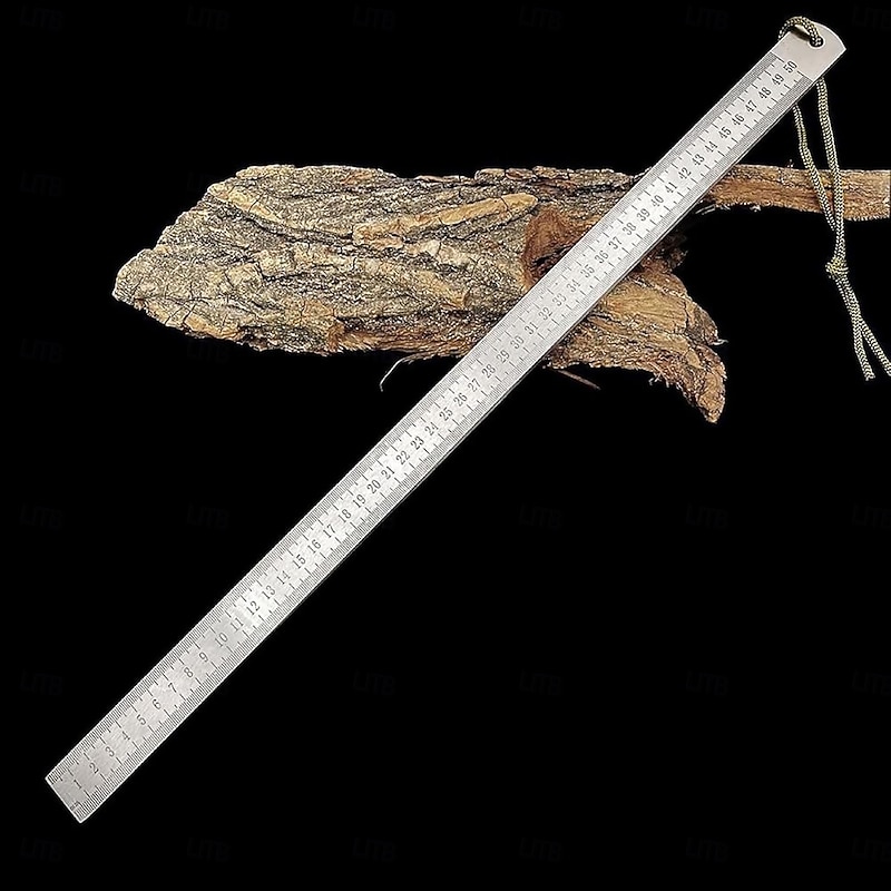 20 inch Heavy-Duty Dual-Scale Steel Ruler with Lanyard - Quenched Thickened Metal Straight Edge for Precision Drawing & Measurement