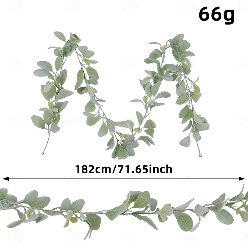 Artificial Bunny Ear Leaf Garland,182cm / 71.65inch Faux Greenery Vine for Home Wedding Table Decor, Realistic Hanging Vines3