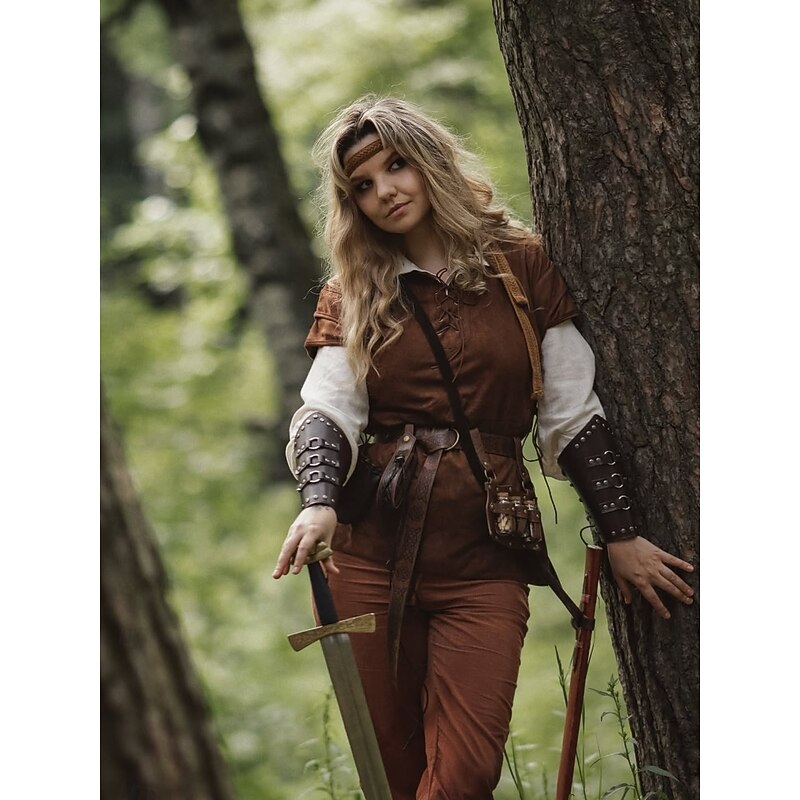 Punk & Gothic Medieval Renaissance Coat Vest Waistcoat Pirate Viking Ranger Fancy Dress Men's Viking Party / Evening Adults' Vest2