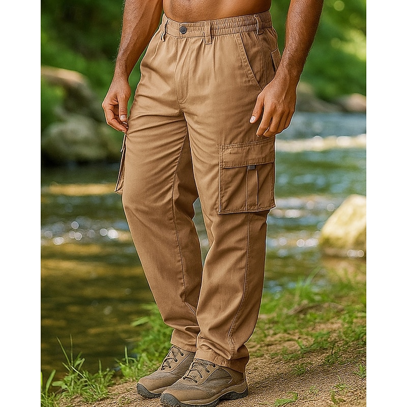 Men's Cargo Pants Hiking Pants Trousers Outdoor Regular Fit Waterproof Windproof Bottoms Pocket Black Army Green Camping / Hiking Running S M L XL XXL