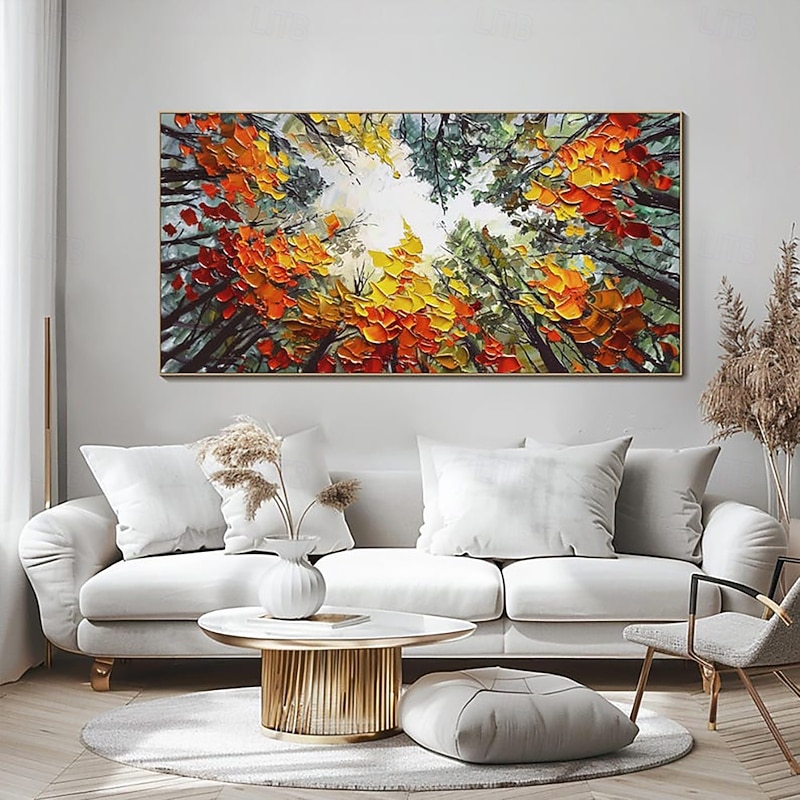 Handmade Oil Painting Canvas Wall Art Decoration Modern Abstract Thick Knife   Towering Tree for Living Room Home Decor Stretched Frame Hanging Painting/Rolled Canvas (No Frame)4
