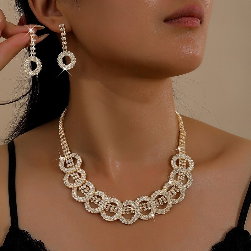 Bridal Jewelry Sets Two-piece Suit Pearl Zircon 1 Necklace Earrings Women's Vintage Personalized Classic Lovely Classic Ball Love Jewelry Set For Wedding Gift3