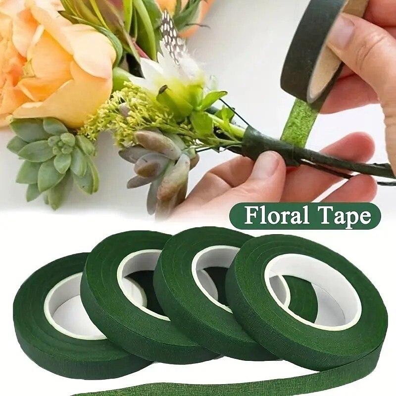 5PCS Floral Stem Wrap Tape, DIY Green Floral Tape for Artificial Flowers and Plants, Floral Arrangement Stem Wrapping Paper for Crafting and Bouquet Making3