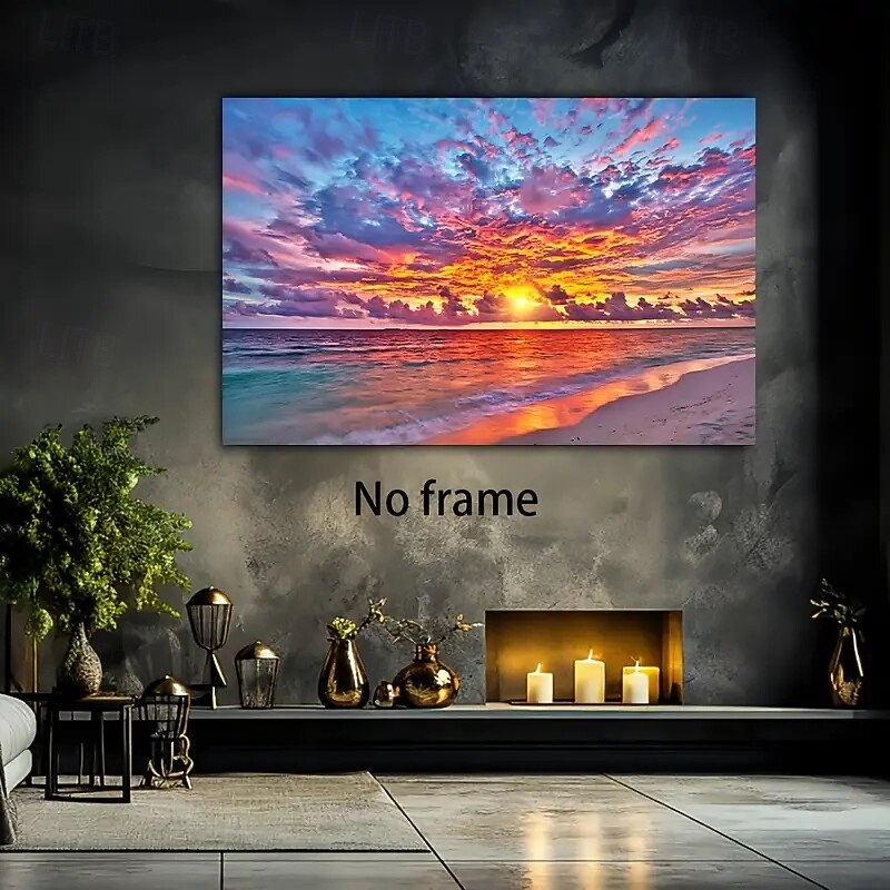 Vibrant Maldivian Sunset Canvas Art Frameless Modern Sea View Poster Suitable For Decorating Living Rooms And Bedrooms