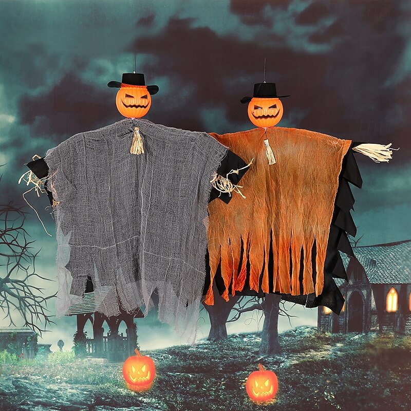 2 Pack Halloween Hanging Pumpkin Ghosts Decorations, Grim Reapers for Halloween Outdoor Decorations, Halloween Pumpkin Flying Ghosts, Haunted House Props, Party Decor