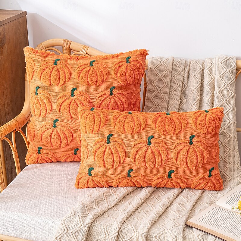 1 pcs Halloween Toss Pillow Cover, Pumpkin Boho Casual Square Zipper Traditional Classic