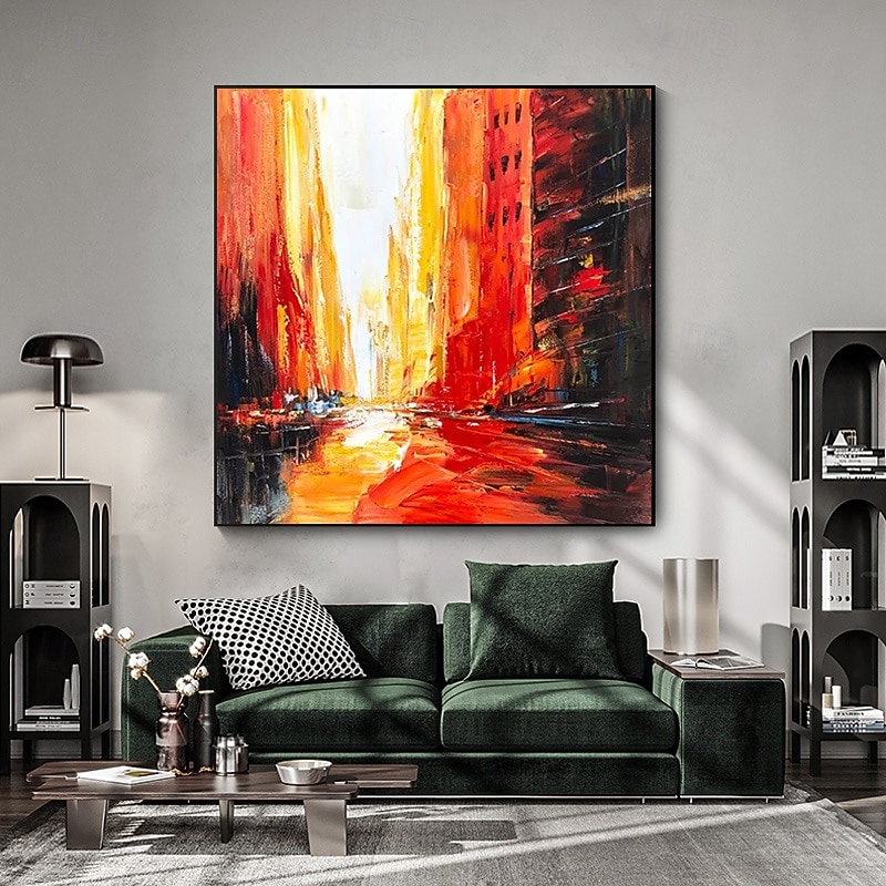 Hand-Painted Original Cityscape Oil Painting On Canvas Large Paintings Abstract City Architecture Wall Art For Home Decor4