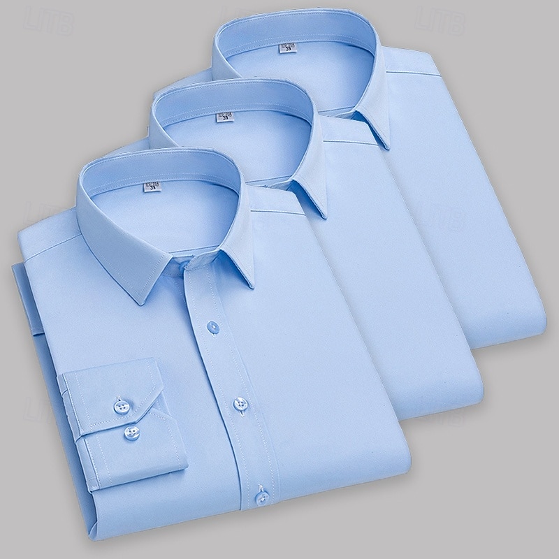 Men's Shirt Dress Shirt Button Up Shirt Tuxedo Shirts Solid / Plain Color Office & Career Daily Wear Light Blue Black White Green Long Sleeve Shirt Collar All Seasons Clothing Apparel Basic2