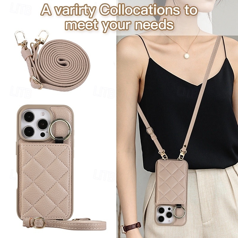 Phone Case For iPhone 16 15 14 Pro Max Plus 16e 13 Pro Max Wallet Case Zipper with Lanyard Kickstand Retro TPU PU Leather3